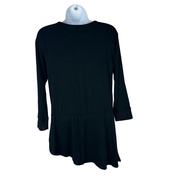 Karen Kane Black Asymmetrical Hem 3/4 Sleeve Tunic Top Size XS - Picture 3 of 4